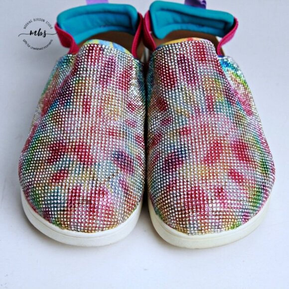 Steve Madden JSLANG Tie Dye Jeweled Kids Platform Slings 4 - Picture 9 of 14